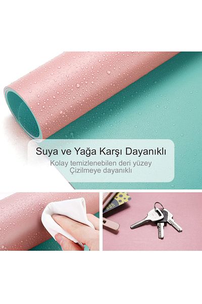 Xrades 80X40 cm Blue and Pink Dual Color Leather Mousepad for Laptop and Computer