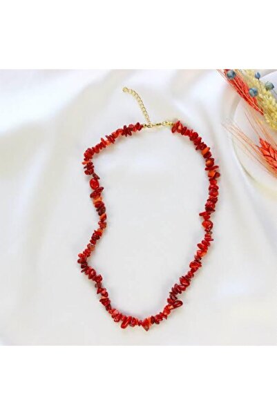 MELODY Mercan Taşı Kırık Doğal Taş Kolye