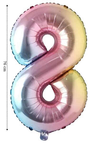 ELGALA بالون هيليوم فويل رقم 8 - 76 سم لون قوس قزح