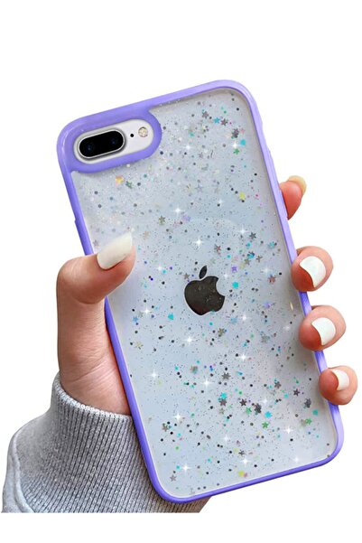 Molly iPhone 7/8 Plus Compatible Edges Lilac Colored Glitter Transparent Sili...