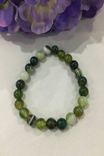 badeaccessories Certified Green Agate Natural Stone Bracelet