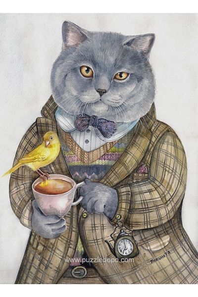 Nova Puzzle Nova English Gentleman Evening Tea 1000 Piece Puzzle (Cat Puzzle)