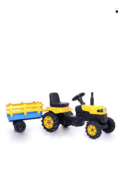 Genel Markalar Pedallı Oyuncak Sarı Römorklu Traktör Pedallı Araba