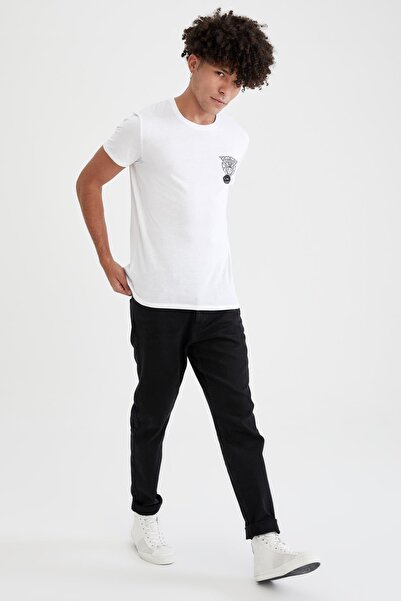 DeFacto New Regular Fit Normal Bel Boru Paça Siyah Jean Pantolon