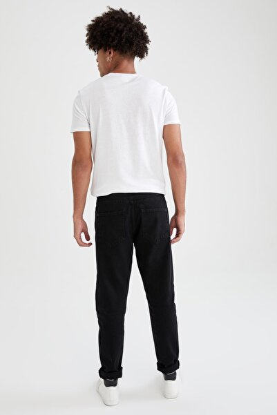 DeFacto New Regular Fit Normal Bel Boru Paça Siyah Jean Pantolon