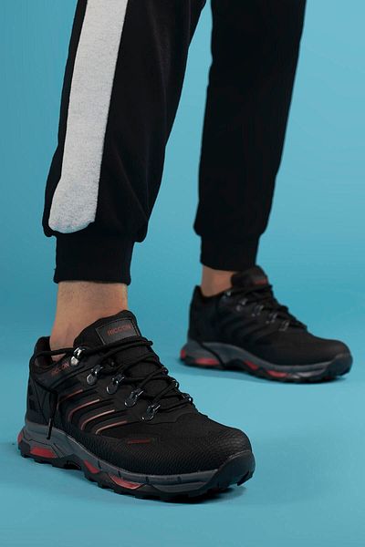Riccon Μαύρο κόκκινο Unisex 3d Rubber Trekking Shoes00128060