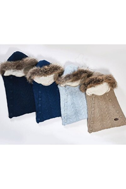 Genel Markalar Kürklü Kuzu Yünü Örme Bebek Uyku Kundağı Ana Kucağı Kundak Bat...