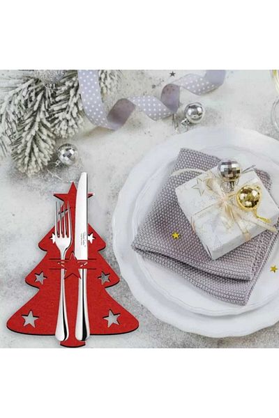 ESRA ŞELEM Pine Tree Model New Year New Year Christmas Fun Fork Spoon Knife Case 4 Pieces
