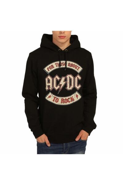 - Ac/dc Siyah Kapşonlu Erkek Sweatshirt