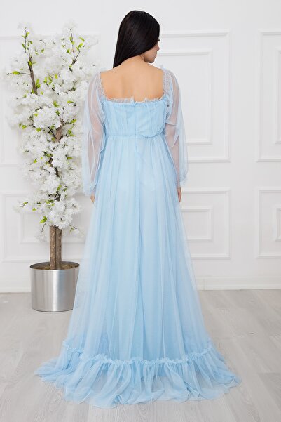 PULLIMM 13326 Модель довга сукня з мереживною тюлевою спідницею