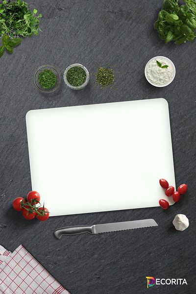 Decorita Solid Color - White |   Glass Cutting Board - Glass Cutting Board |   30cm X 40cm