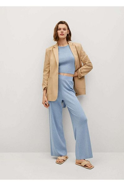 MANGO Woman Dámský modrý zadní zavinovací top