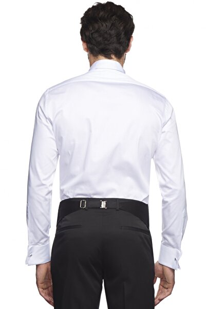 ALTINYILDIZ CLASSICS Men's White Groom Suit Ata Collar Tailored Slim Fit Shirt