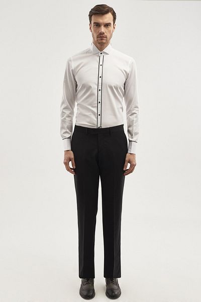ALTINYILDIZ CLASSICS Weißes, weißes, maßgeschneidertes Slim-Fit-Slim-Fit-Hemd für Herren mit Stehkragen