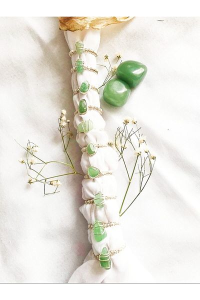 Mıçı takı silver Aventurine Stone Handmade Natural Stone Ring (SPECIFY YOUR JOINT OR NORMAL RING REQUESTS) 1 piece