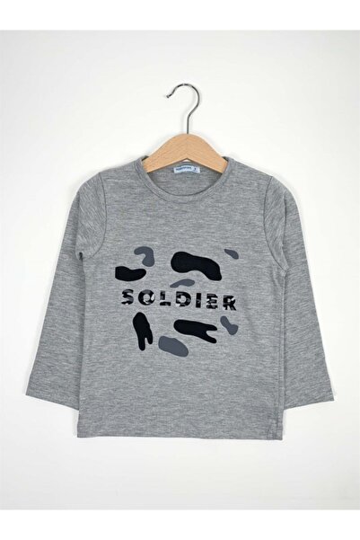 Mavipink Dečačka vojnička majica sa kamuflažnim printom, siva, dugih rukava