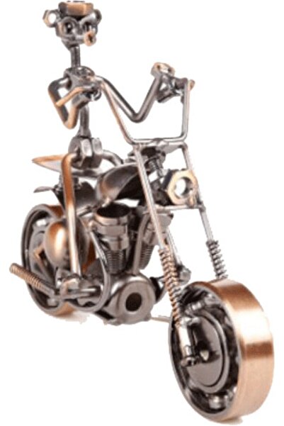Misiny -büyük Boy El Yapımı Metal Motorsikletli Adam Maketi