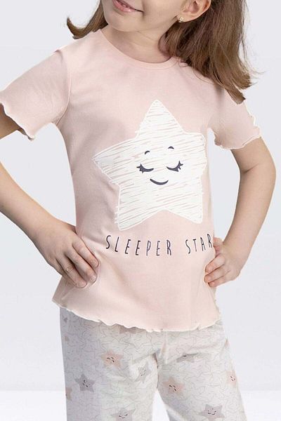 Arnetta Girl's Pink Sleeper Star Capri Set