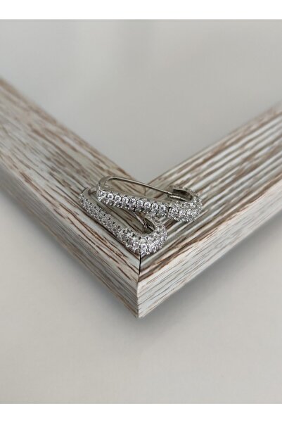 SU PERİSİ TAKI BİJUTERİ Gümüş Full Taşlı Çengelli Iğne Firkete Küpe