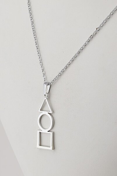 Sortie Aksesuar Squid Game Çelik Üçgen Yuvarlak Ve Kare Figürlü Kolye 001