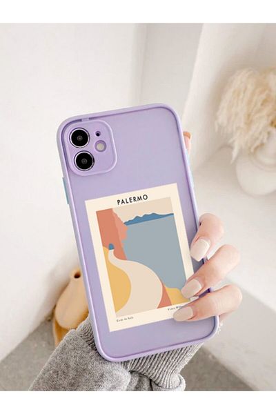 mooodcase حافظة هاتف فاخرة بنمط باليرمو مع حماية لعدسة الكاميرا أرجوانية متوافقة مع هاتف آيفون 11