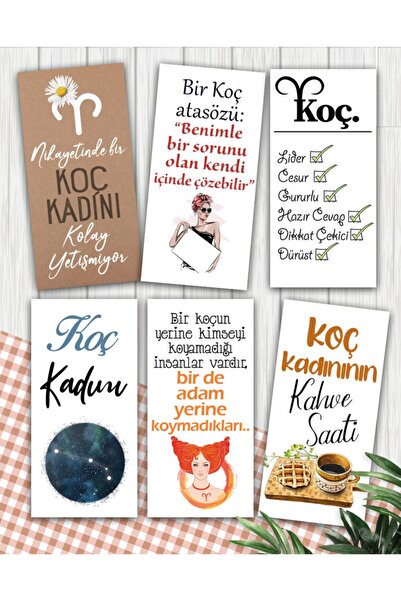 Pankart Evi Koç Burcu Motto 6'lı Sunum Kahve Kartları