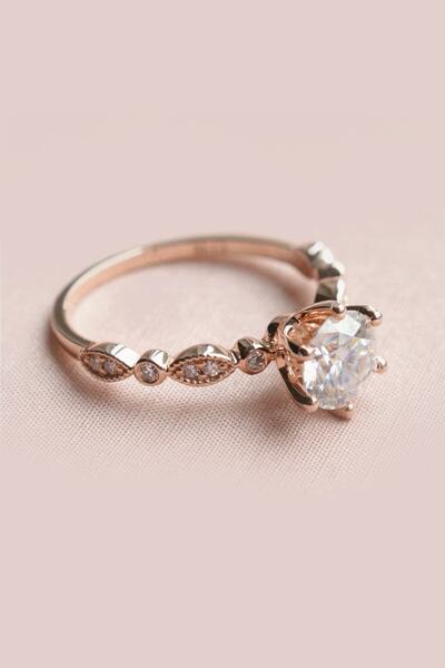 My Diamond Tektaş Pırlanta Vintage Tasarım Yüzük 14 Ayar Rose Altın