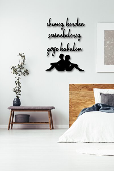 NT Handmade Siyah Ahşap Ikimiz Birden Sevinebiliriz Duvar Dekoru Salon Oturma...