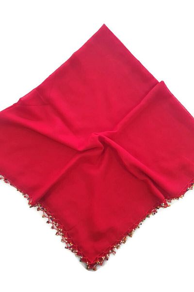 BENLİ Wooden Beaded Hand Embroidered Scarf Writing