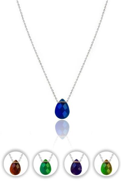 Aykat Gümüş His Taşı Kolye Renk Değiştiren Rodyumlu Gümüş Kadın Kolye Uc-430