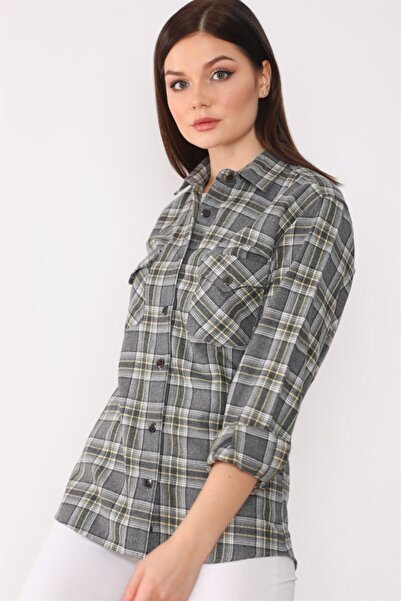 Dewberry Z6664 Bayan Gömlek-antrasit