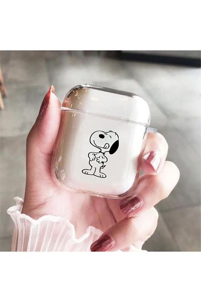 mooodcase Premium Silicone Snoopy Dog Patterned Transparent 1st and 2nd Generation Compatible Wireless Headphone Case