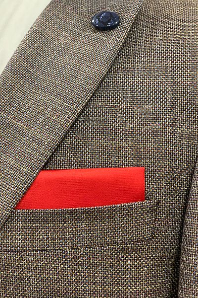 Quesste Accessory Men's Red Handkerchief - Ready Folded, Pocket Collar