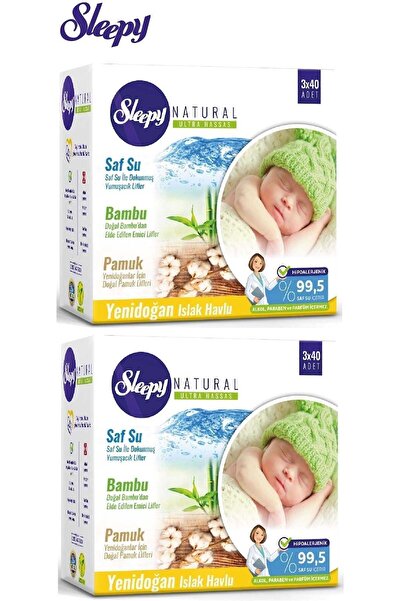 Sleepy Islak Havlu Yeni Doğan Naturel Bambu 6'lı Set 240 Yaprak