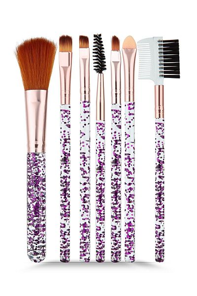 Gold Beauty Makeup Brush Set Glittered 7 Pieces