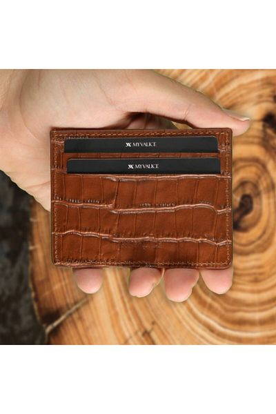 My Valice Unisex Genuine Leather Wallet And Card Holder 1802 Tan