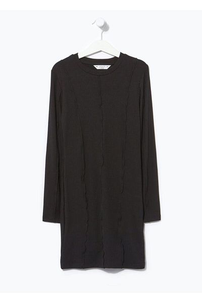 Kübra Tekstil Rochie neagră cu nervuri pentru fetiță