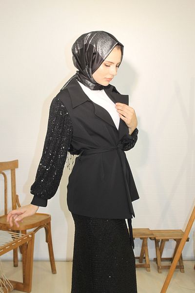 GARNİ Women's Jacket with Sequined Sleeves