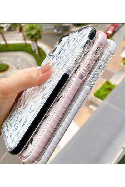 mooodcase حافظة هاتف آيفون 12 برو ماكس ثلاثية الأبعاد من السيليكون الشفاف بحافة بيضاء مفصلة