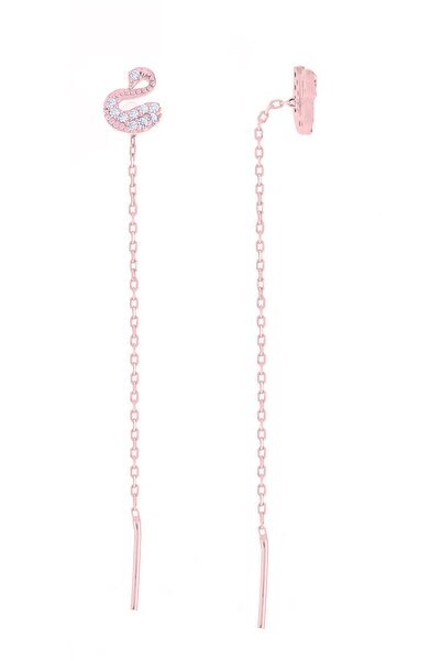 Doğan Silver Gümüş Rose Kuğu Gümüş Küpe 8 cm Dgn20941