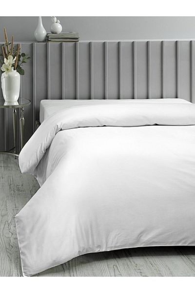 mer-tim ezberbozan ev tekstili Mer-tim Cotton Ranforce Double King Size 240x260 Duvet Cover Quilt Case - White