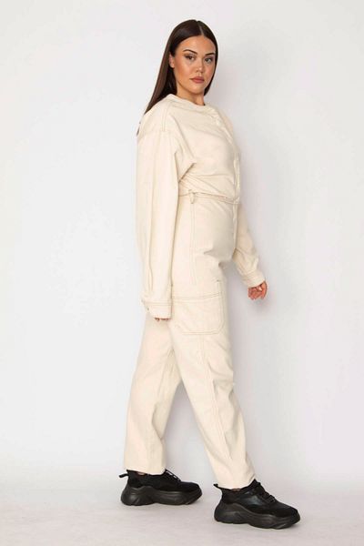 Şans Plus Size Jumpsuit - Beige - Regular fit