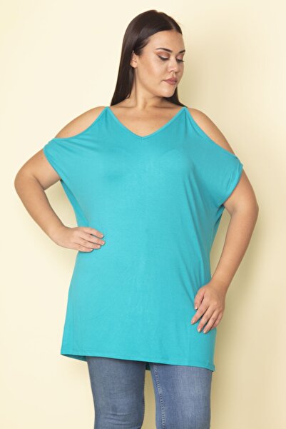 Şans Plus Size Tunic - Green - Relaxed fit