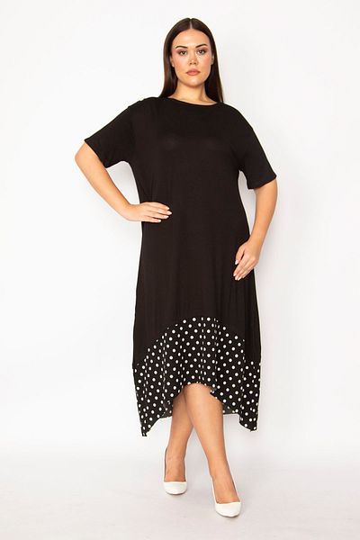 Şans Plus Size Dress - Black - Wrapover