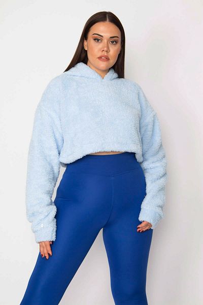 Şans Hanorac de damă, albastru, cu glugă, din fleece, mărime mare, 65n29622