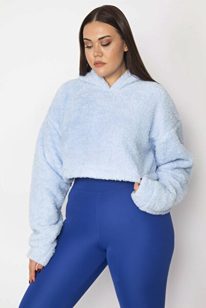 Şans Жіночий великий розмір синій худі з капюшоном 65n29622