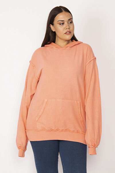 Şans Plus Size Sweatshirt - Orange - Regular