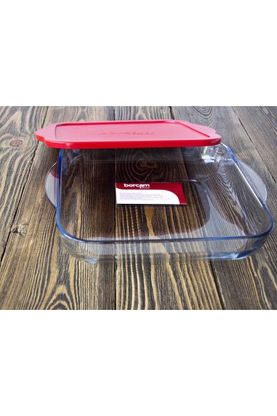 Paşabahçe Square Pyrex Tray with Silicone Lid 59024