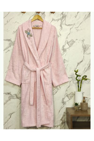 Class Pink Hand Embroidered Embroidered Bamboo Bathrobe
