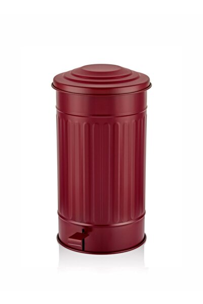 The Mia Galvaniz Basmalı 24 Lt Çöp Kovası Bordo 30x50 Cm Krn0007